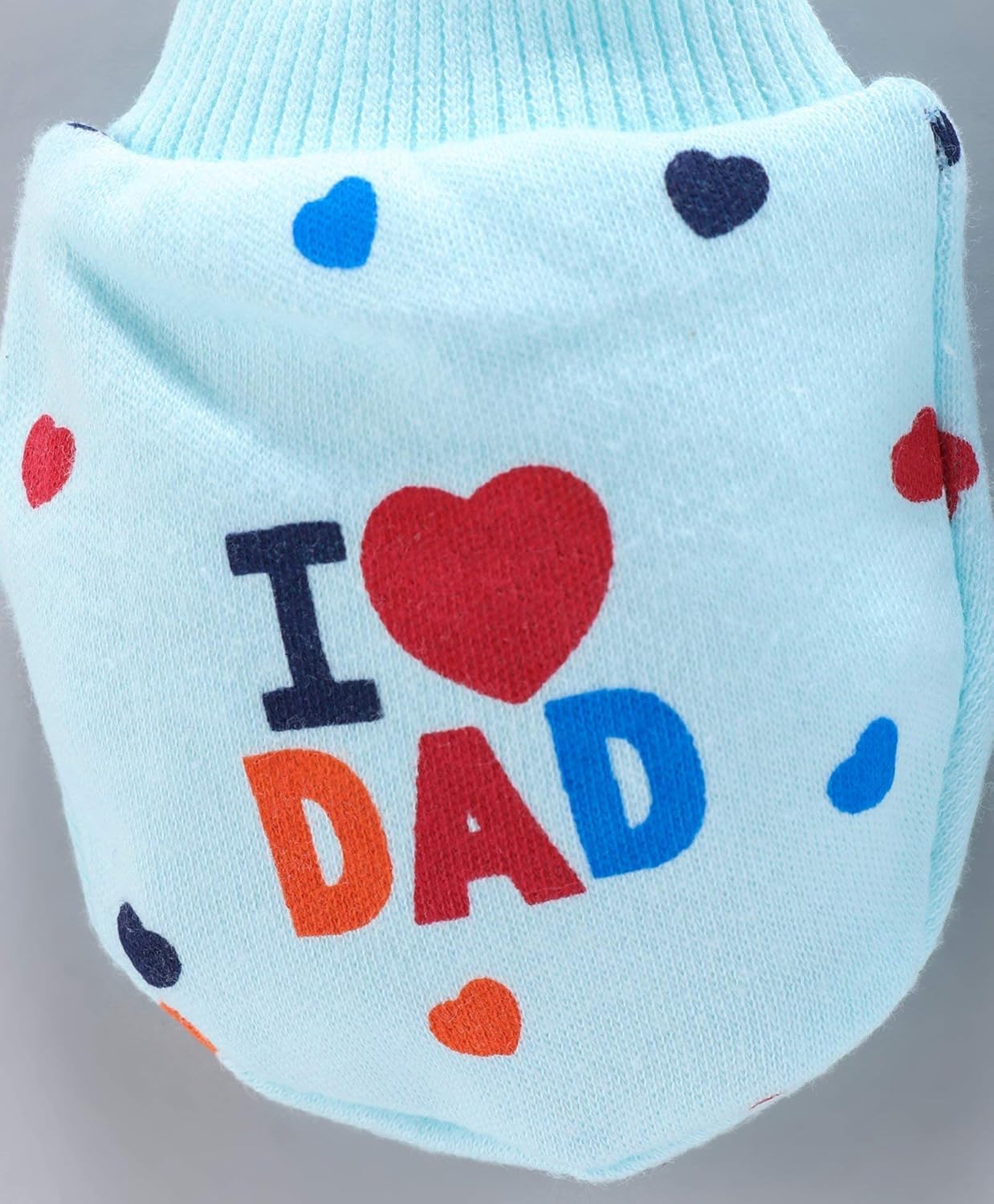 CUTEABLY Baby Cotton Mittens & Booties Set I Love Dad & Mom Print, 0-12 Months, Unisex (Baby, Blue, 0-12 Months) - Image 5