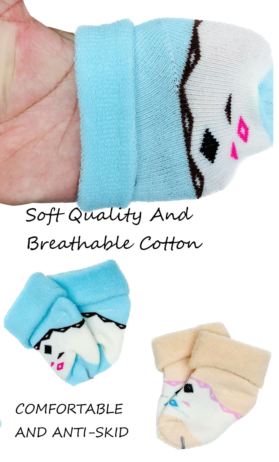 Wavva® Baby Boys Girls Multicolour Cap Booties Mittens and Baby Ankle Socks (0-6 Months) Quality Product Only. (1) - Image 3