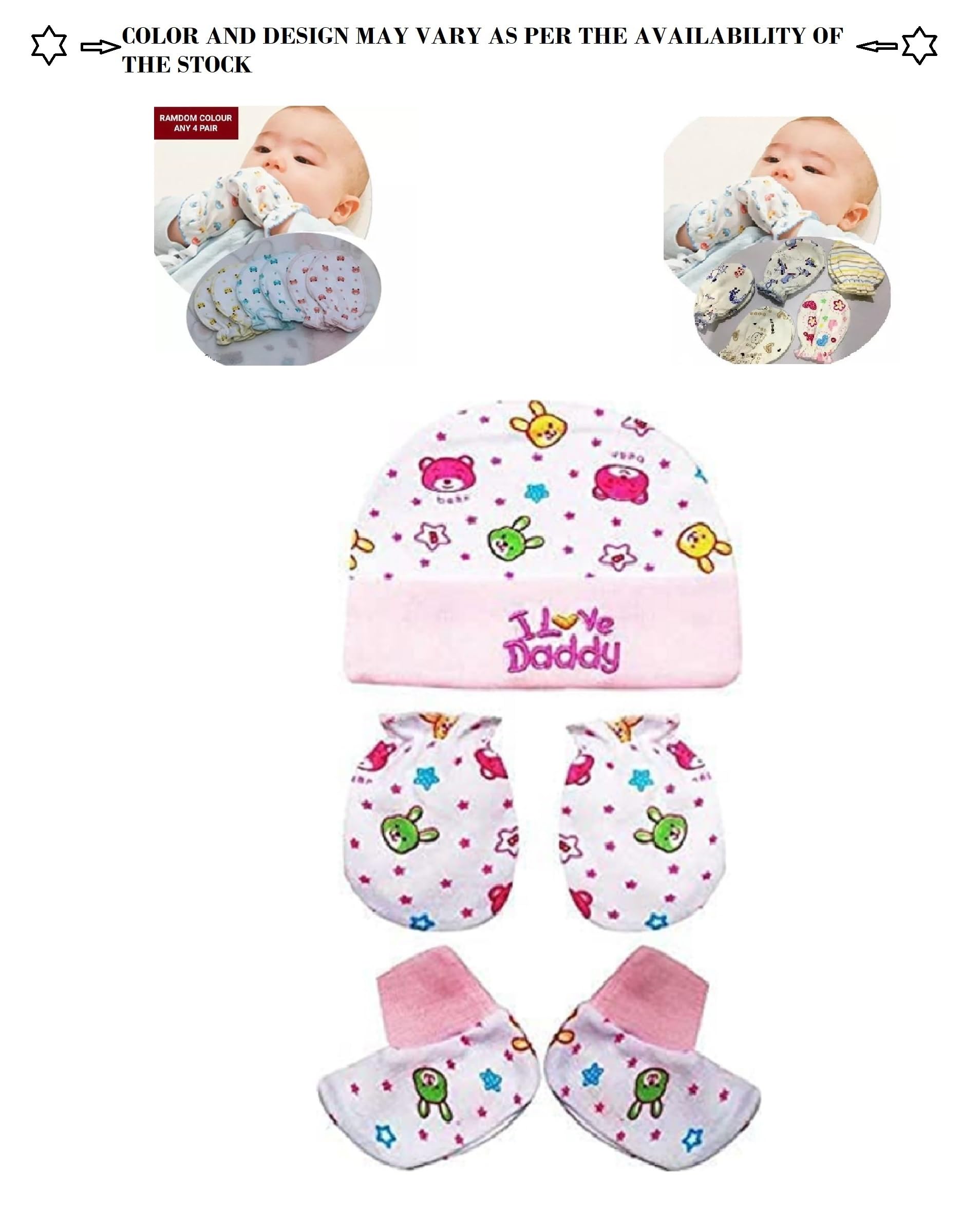 Wavva® Baby Boys Girls Multicolour Cap Booties Mittens and Baby Ankle Socks (0-6 Months) Quality Product Only. (1) - Image 2