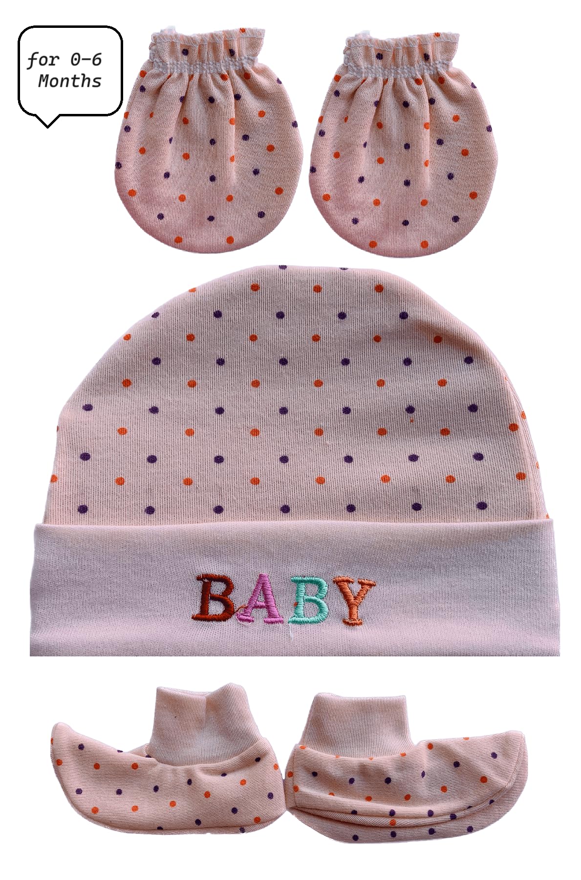Wavva® Soft Cotton Printed Mitten Gloves Cap Booty Set for New Born Baby (Assorted Colours,0-6 Months) Multicoloured Hand Gloves and Socks (1) - Image 5