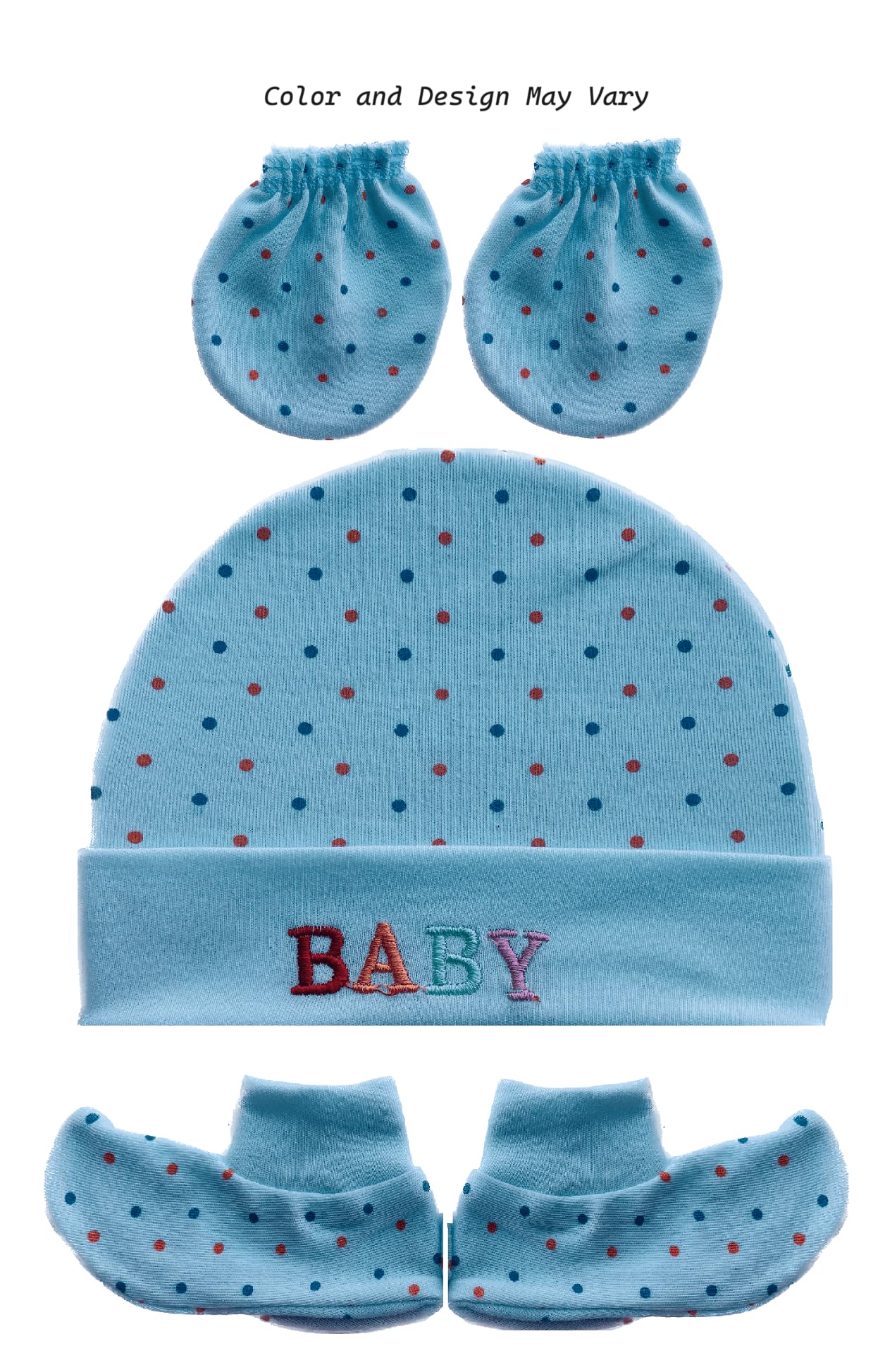 Wavva® Soft Cotton Printed Mitten Gloves Cap Booty Set for New Born Baby (Assorted Colours,0-6 Months) Multicoloured Hand Gloves and Socks (1) - Image 7