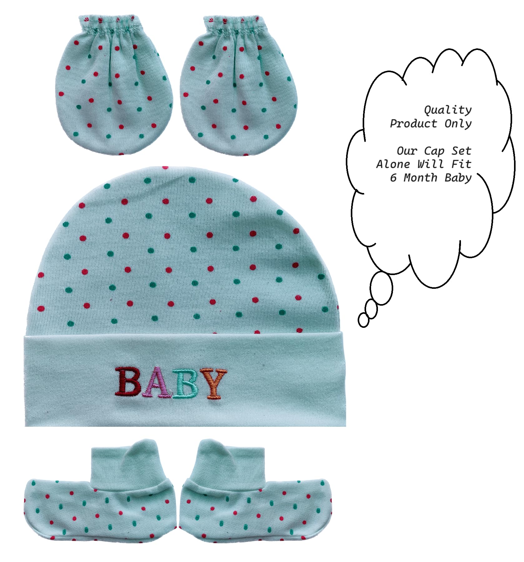 Wavva® Soft Cotton Printed Mitten Gloves Cap Booty Set for New Born Baby (Assorted Colours,0-6 Months) Multicoloured Hand Gloves and Socks (1) - Image 4